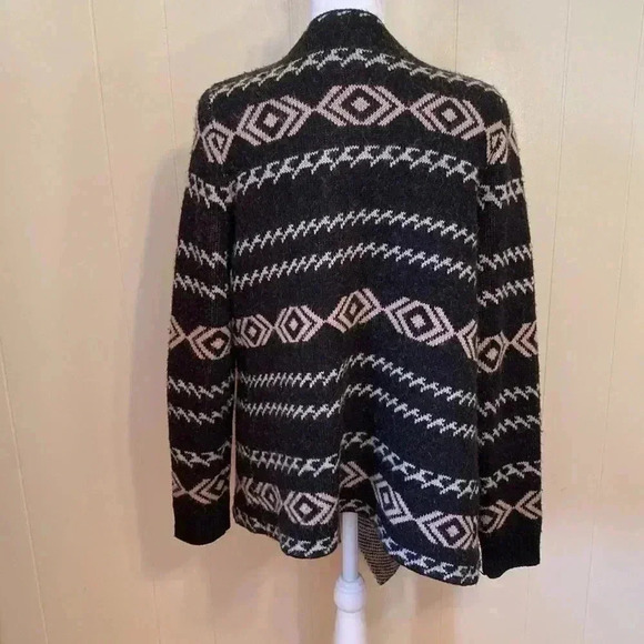 Garnet Hill Waterfall Open Front Cardigan Sweater, Black & Cream in Size Small. - Picture 4 of 12